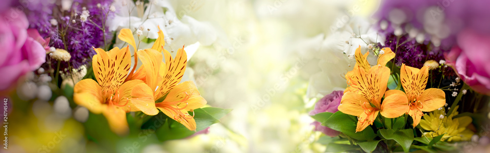 Beautiful flowers, bouquet of flowers - obrazy, fototapety, plakaty 
