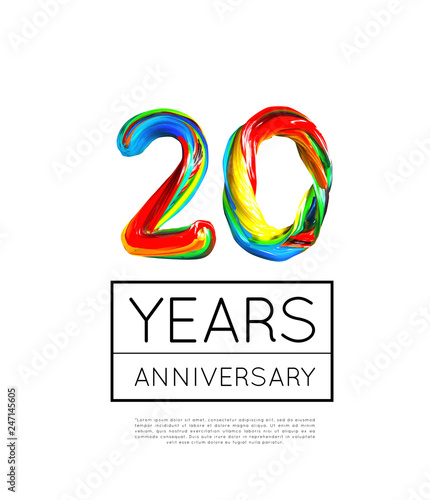 20th Anniversary, congratulation for company or person on white background. Vector