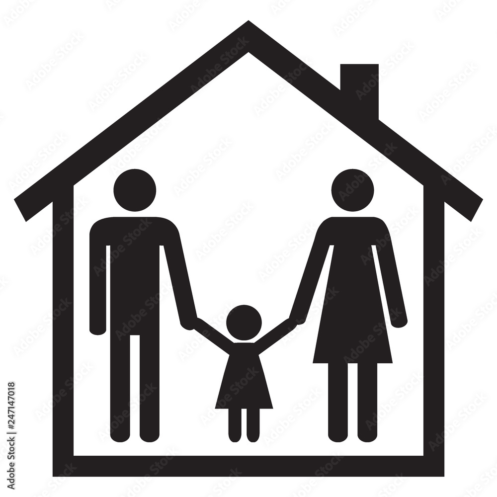 Happy family in a house.