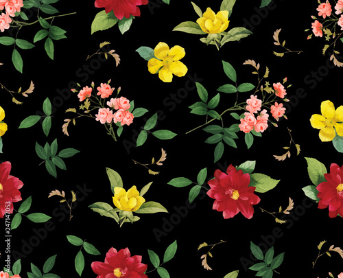 flower design seamless pattern for fabric textile geometric  background