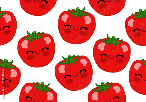 Kawaii vegetables seamless pattern tomato 4