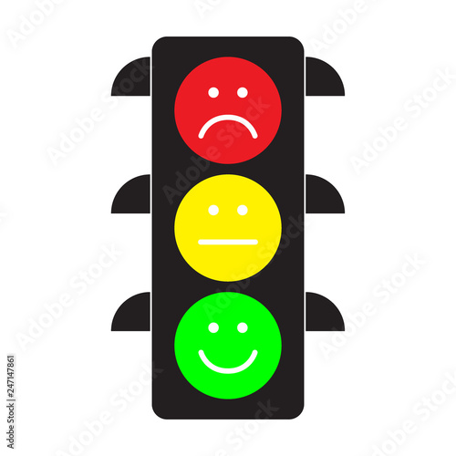 Traffic light with red, yellow and green smileys