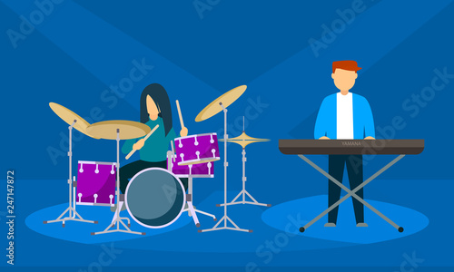 Concert band banner. Flat illustration of concert band vector banner for web design