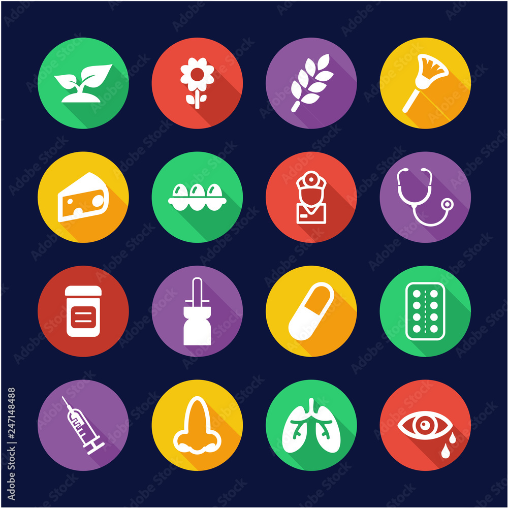 Allergy or Hypersensitivity Icons Flat Design Circle Allergy or Hypersensitivity Icons Flat Design Circle