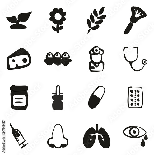 Allergy or Hypersensitivity Icons Freehand Fill