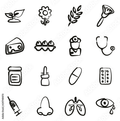 Allergy or Hypersensitivity Icons Freehand 