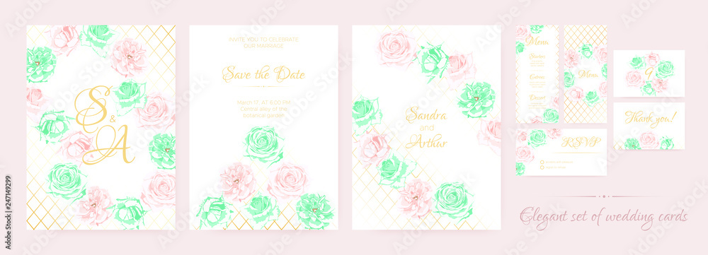 Wedding Cards or Invitation Templates Set.