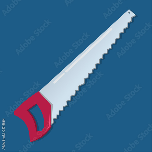 crosscut hand saw with long steel blade vector illustration