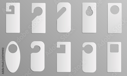 Hanger tags icons set. Realistic set of hanger tags vector icons for web design