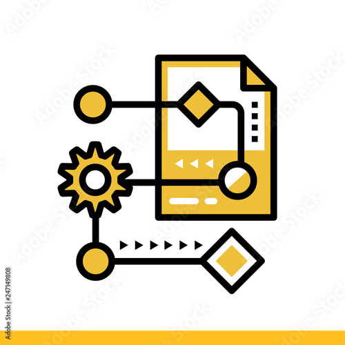 Linear icon Project processing. 3D Printing, modeling. Suitable for banners, mobile application, website, interfaces