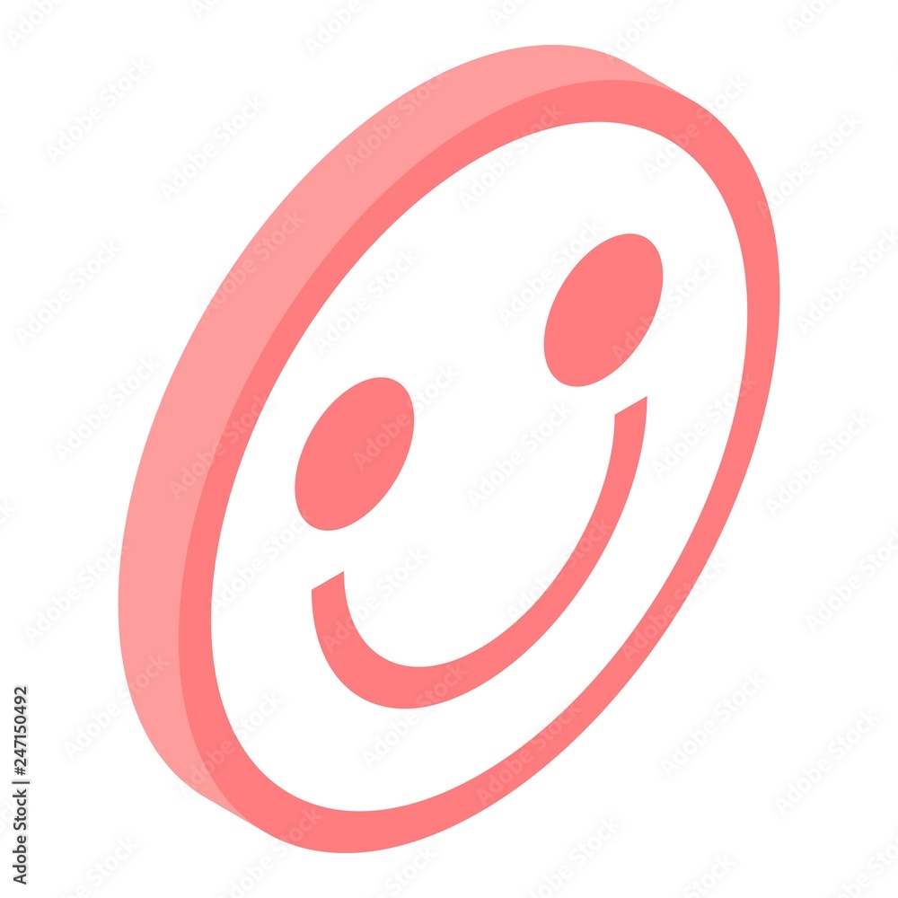 Emoji smile icon. Isometric of emoji smile vector icon for web design isolated on white background Emoji smile icon. Isometric of emoji smile vector icon for web design isolated on white background