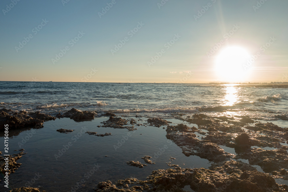 Fototapeta premium Sunset on the beach of the renega of Oropesa