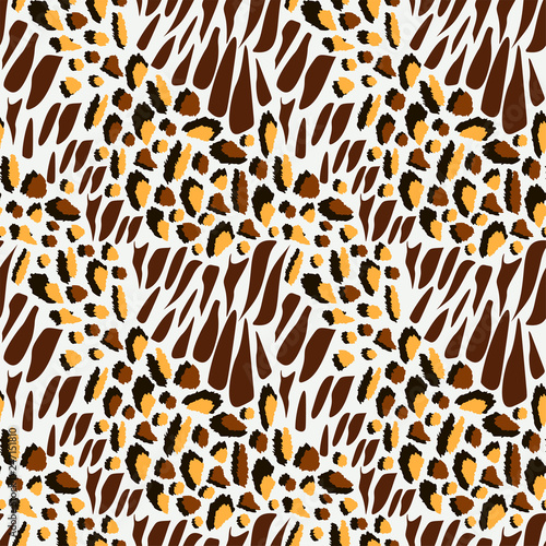 Combined leopard and zebra style vector seamless pattern. Abstract spots and stripes on white background for design  textile  wallpaper  wrapping  cover page  web site  card  carton  print  banner.