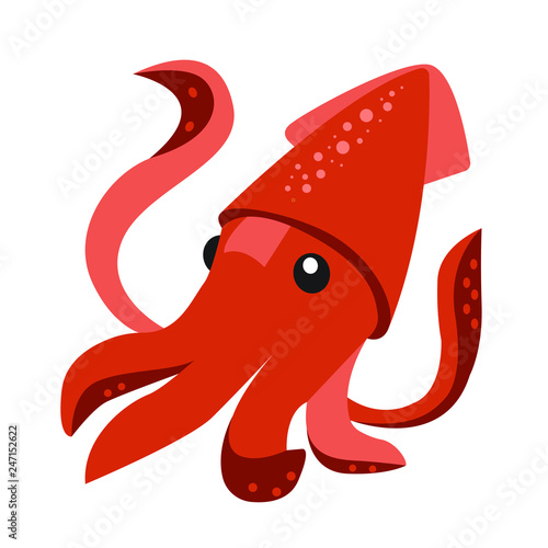 Squid emoji vector flat design