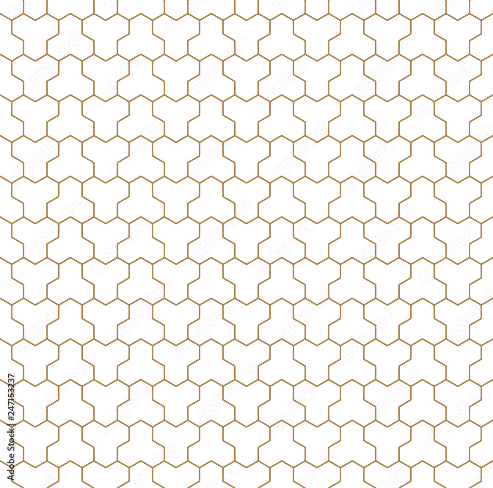 Seamless pattern based on Japanese ornament Kumiko.Golden color. Seamless pattern based on Japanese ornament Kumiko.Golden color.