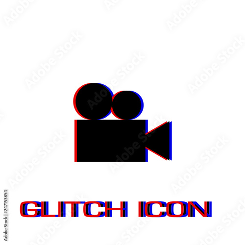 Retro cinema icon flat.