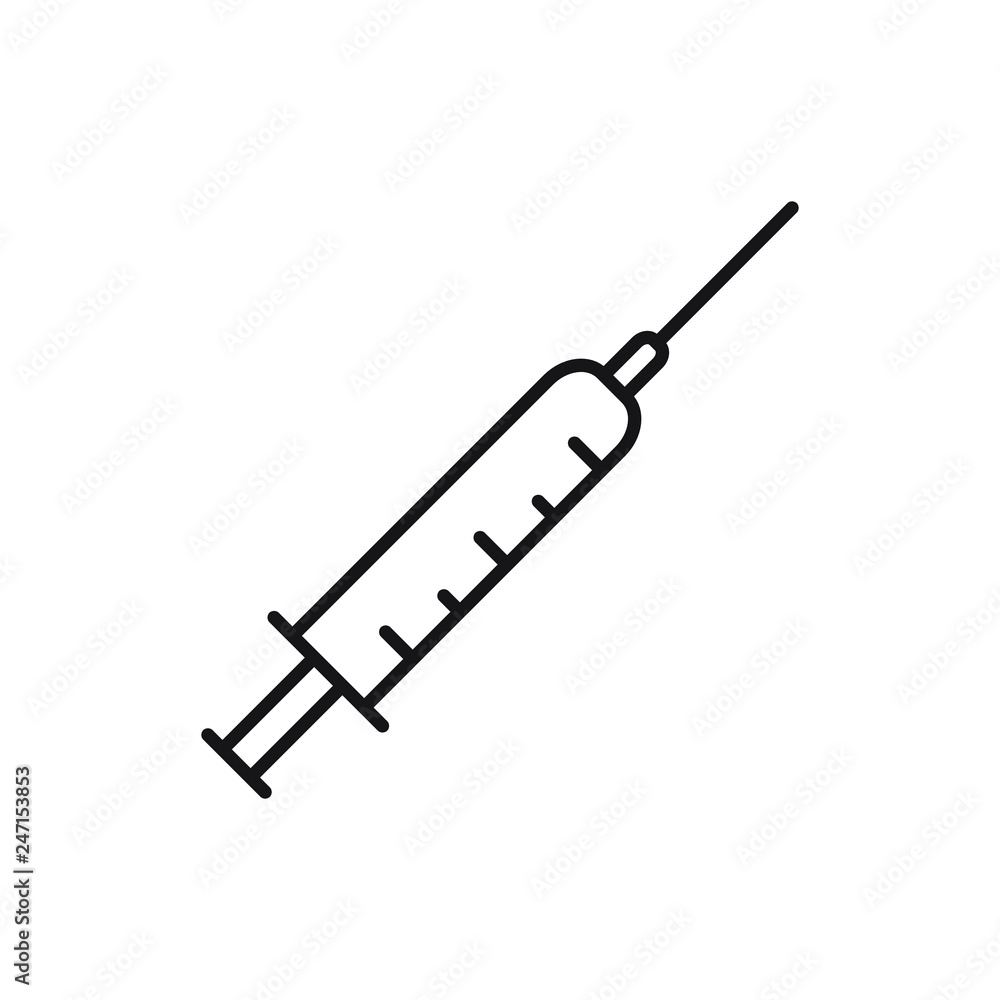 Syringe line icon, hypodermic outline vector icon Syringe line icon, hypodermic outline vector icon