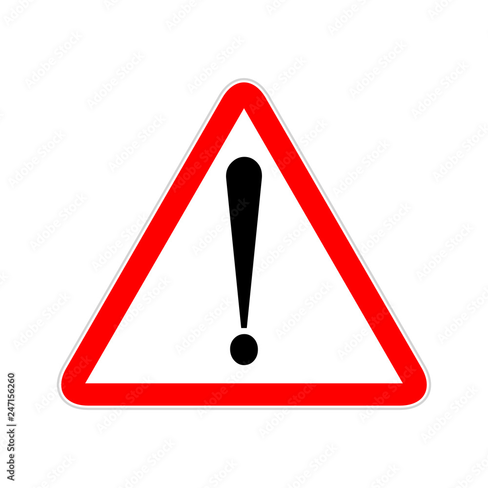 Attention sign symbol triangle. Caution icon exclamation. Alert road sign Attention sign symbol triangle. Caution icon exclamation. Alert road sign