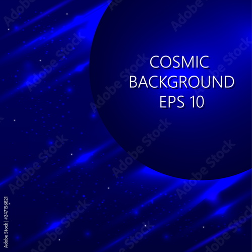 Blue cosmic star dust abctract vector background.