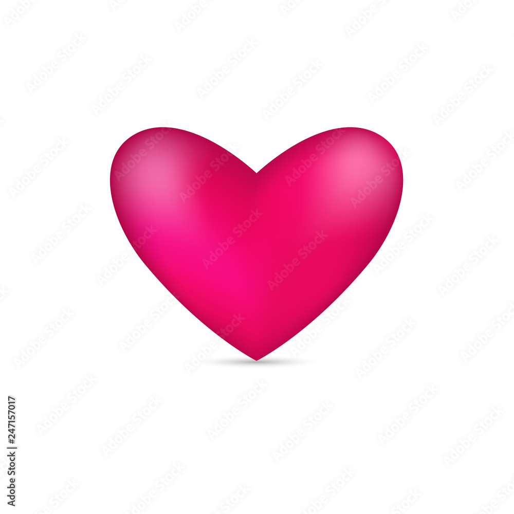 3D realistick Pink heart icon vector illustration.