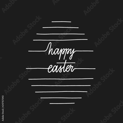 Happy easter hand lettering vector on egg silhouette.