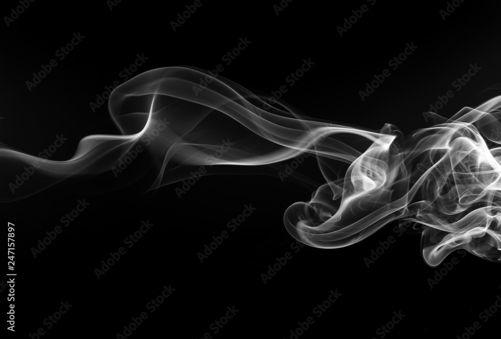 White smoke abstract on black background, fire design White smoke abstract on black background, fire design