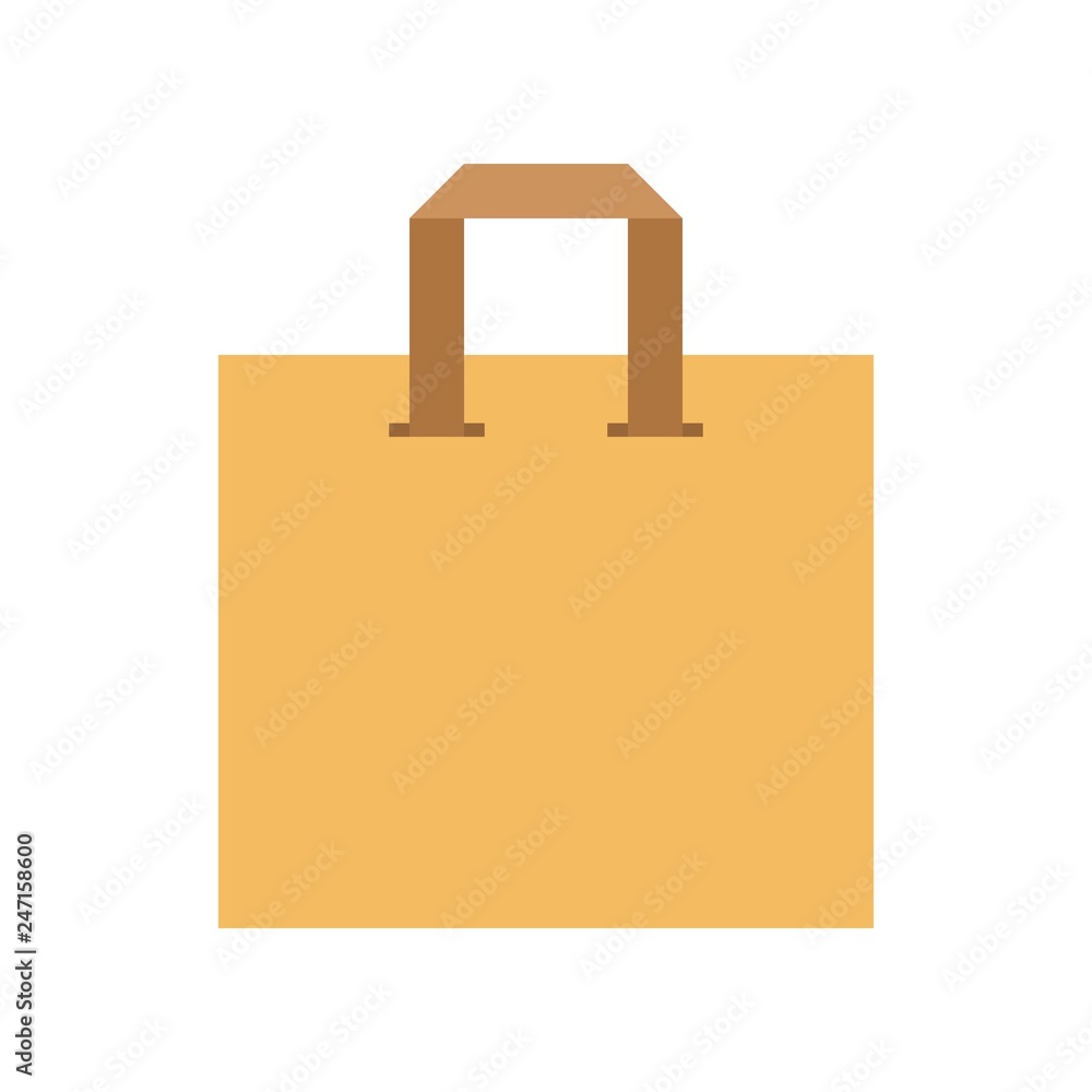 Paper bag vector illustration, flat style icon Paper bag vector illustration, flat style icon