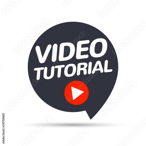 Video tutorial vector icon. Webinar training online video tutorial marketing flat media