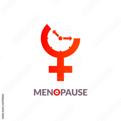 Menopause icon awareness. Woman fertility age clock menstrual period