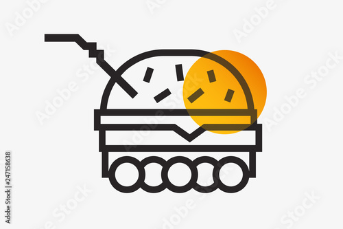 Icon outline fast-food, car-tank a big hamburger