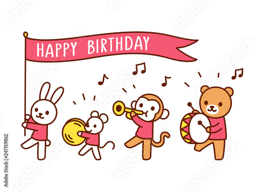 Happy birthday funny animal parade