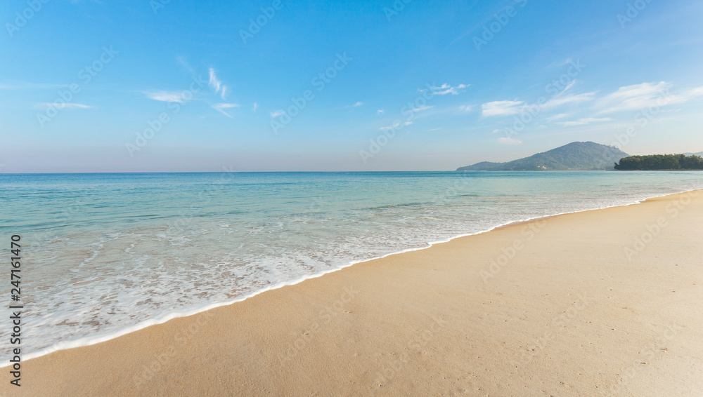 Amazing blue sky and calm Andaman sea in the morning Beautiful seascape nature for background and summer design