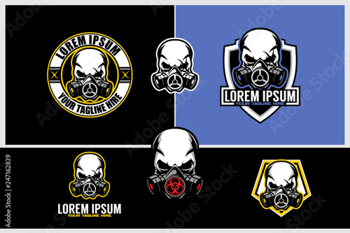 simple skull gas mask vector badge logo template template collection photo