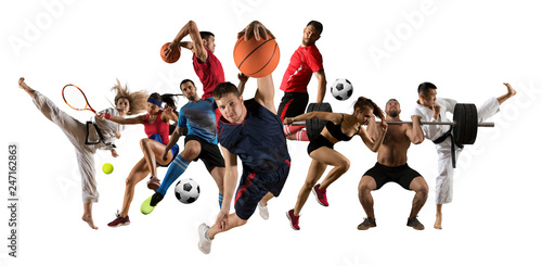 Fototapeta Naklejka Na Ścianę i Meble -  Huge multi sports collage taekwondo, tennis, soccer, basketball, football
