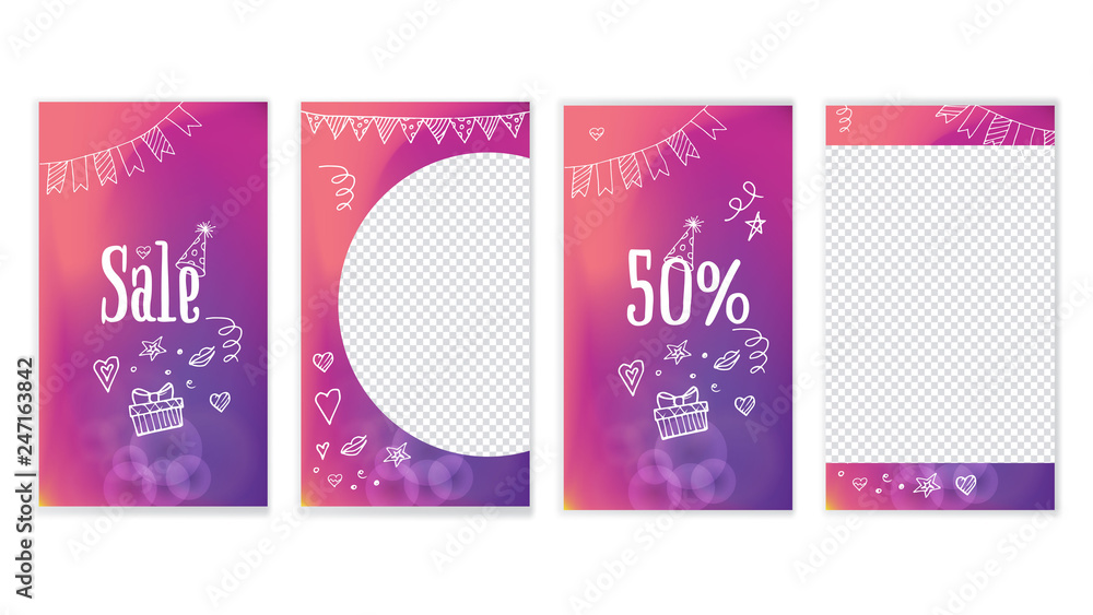 set of Instagram stories sale banner background, instagram template photo, can be use for, landing page, website, mobile app, poster, flyer, coupon