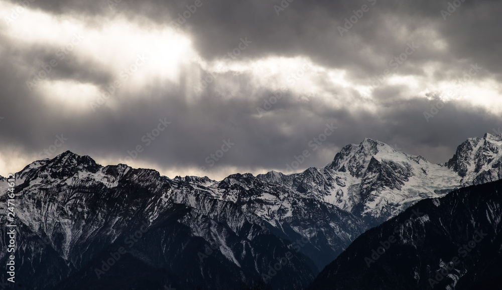 light through cloudy cold Kongka mountain