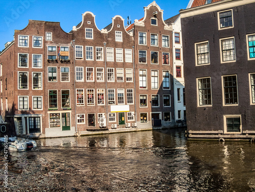Houses in the water canal in Amsterdam
