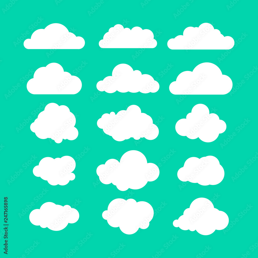 Set of clouds. Flat style. Set of clouds. Flat style.