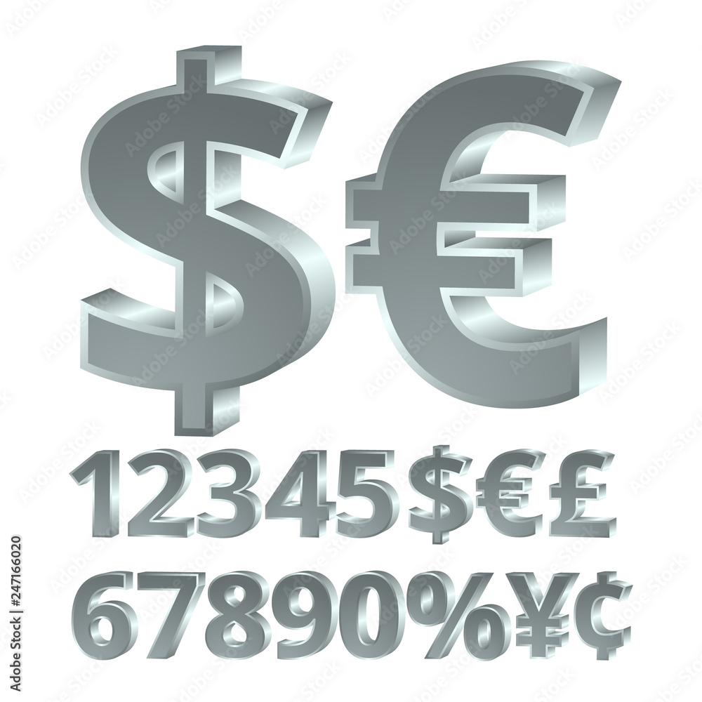 3d numbers. Volume font. Silver numbers. 3d numbers. Volume font. Silver numbers.