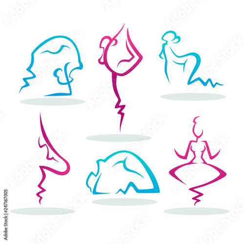 Abstract  People Silhouette Doing Yoga for Your Logo