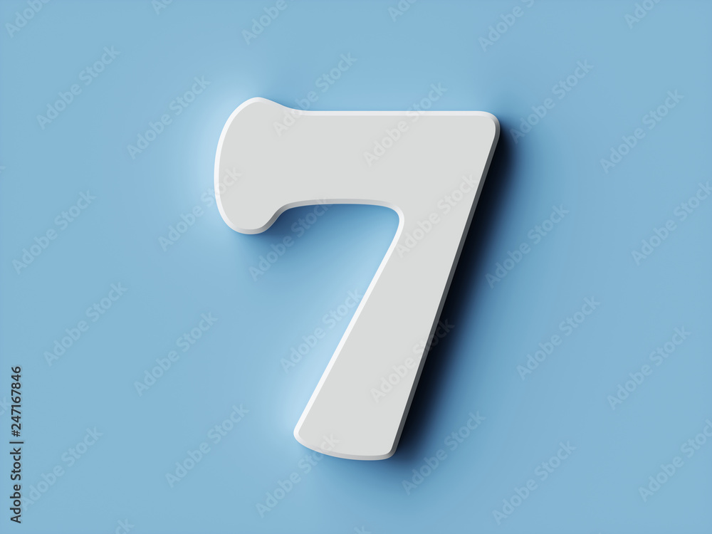 White paper digit alphabet character 7 seven font White paper digit alphabet character 7 seven font