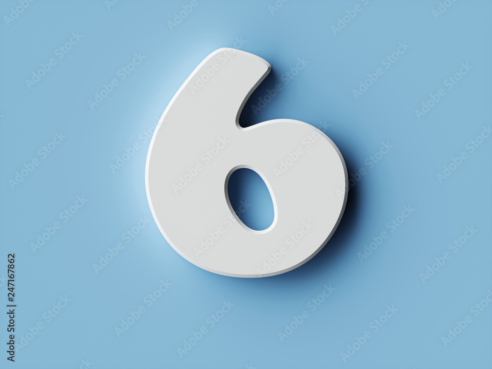 White paper digit alphabet character 6 six font White paper digit alphabet character 6 six font