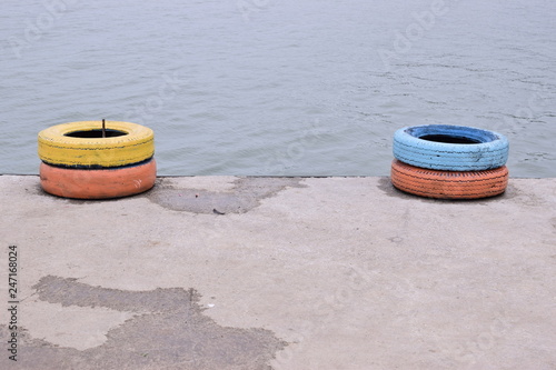 tires for boat on the beach