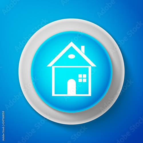 House icon isolated on blue background. Home symbol. Circle blue button. Vector illustration