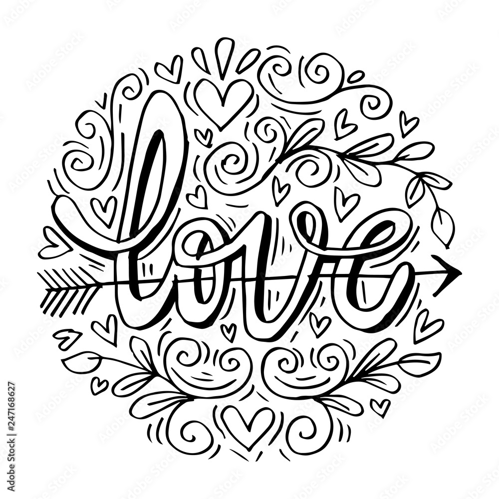 Love concept inspirational hand lettering motivation poster for banner, label, tag, poster or postcard