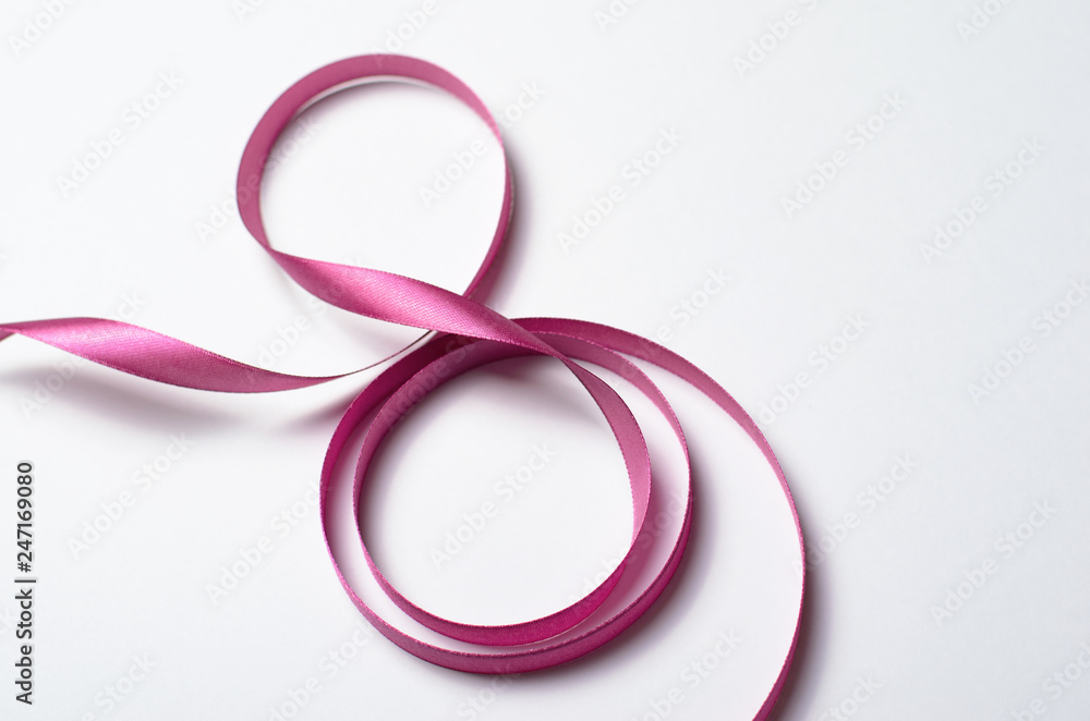 8 March, International Women's Day Greeting, Purple Ribbon in 8 Shape 8 March, International Women's Day Greeting, Purple Ribbon in 8 Shape