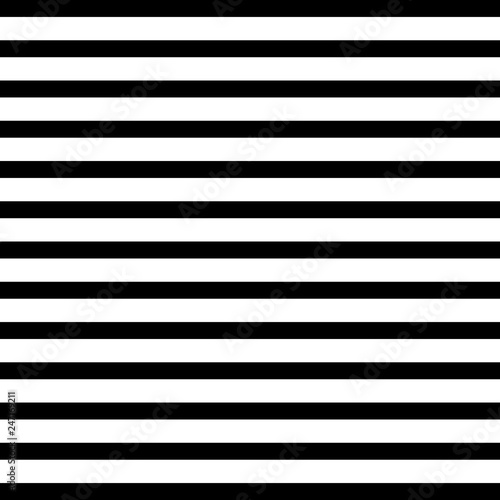 Black and white horizontal stripes vector seamless pattern.