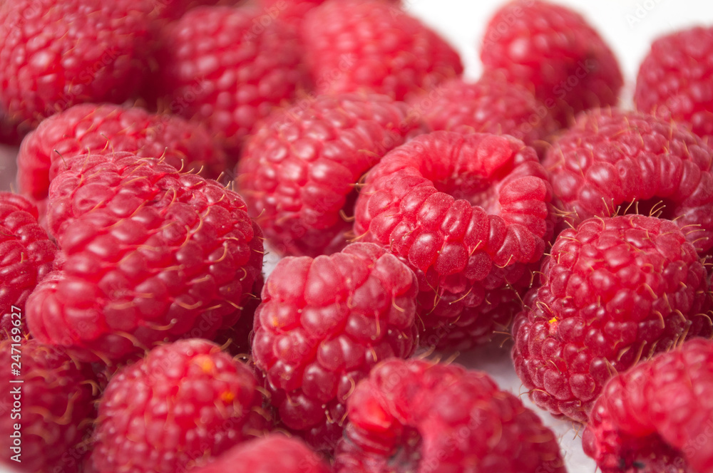 Closeup of raspberries on full frame Closeup of raspberries on full frame