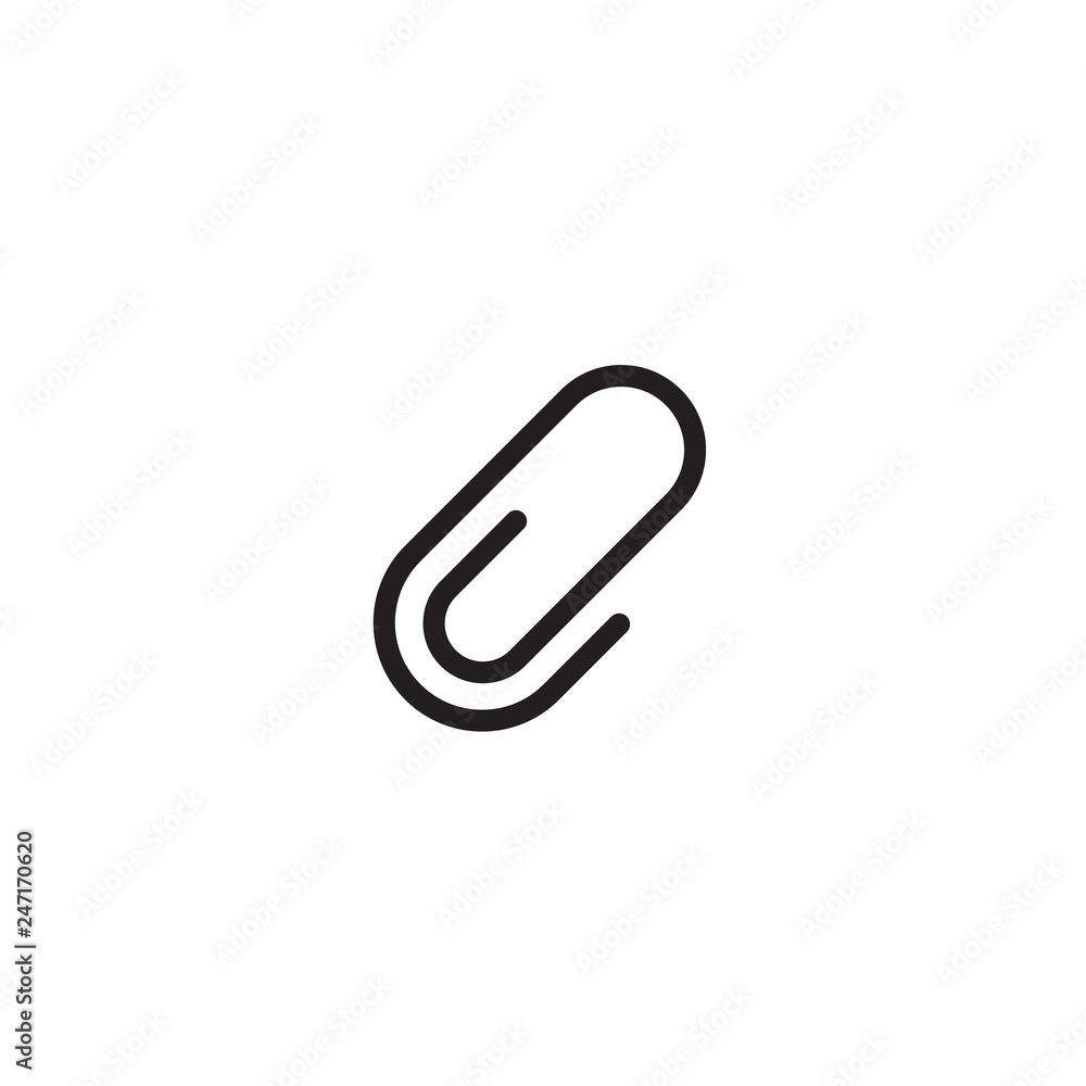 Paper Clip Icon. Paper clip symbol office equipment. Simple flat symbol. Perfect Black pictogram illustration on white background. - Vector Paper Clip Icon. Paper clip symbol office equipment. Simple flat symbol. Perfect Black pictogram illustration on white background. - Vector