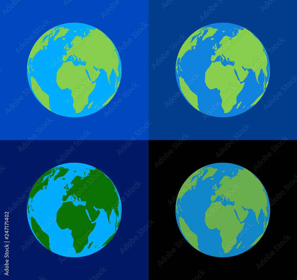 Earth and space with different colors